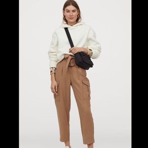 H&M Khaki Paperbag Cargo Trousers